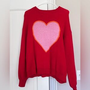 Miss Sparkling Vibrant Red Sweater with Heart Design